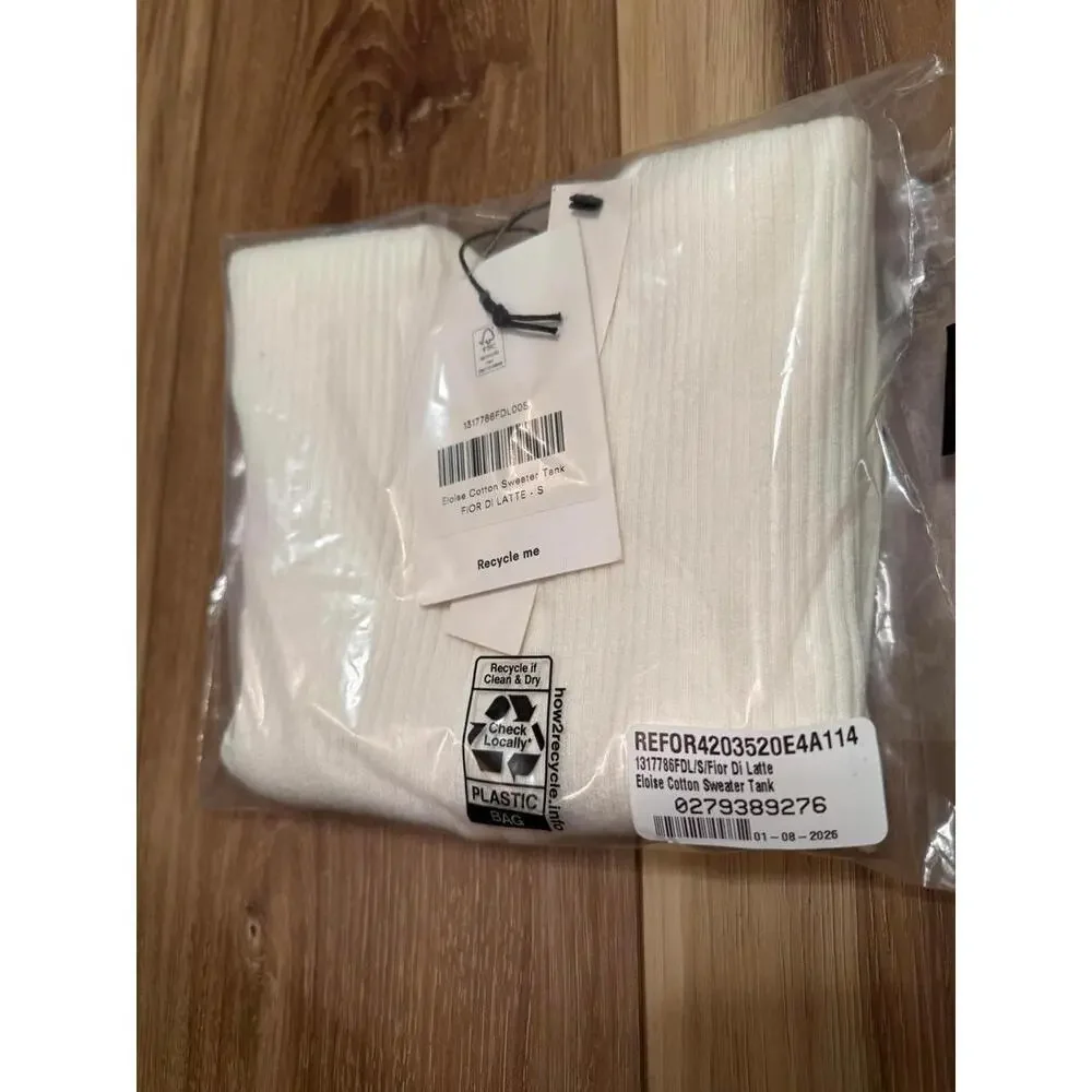 Reformation Cream Ribbed Button-Front Tank Top - Picture 3 of 5